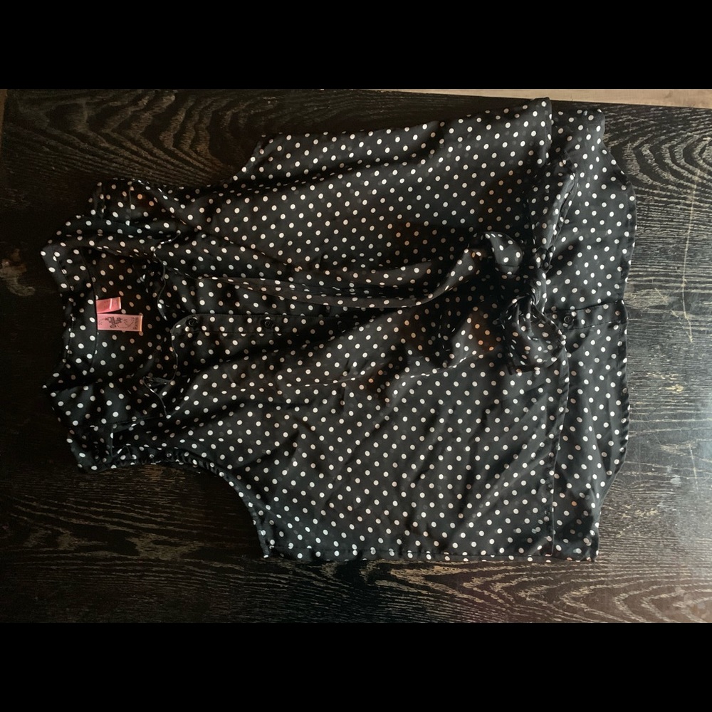 Polka dot blouse size M black and white